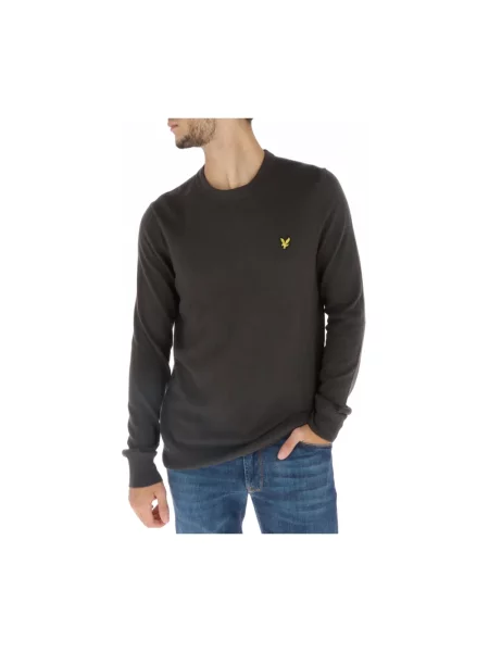 Sweter Lyle & Scott z okrągłym dekoltem z wełny merino szary