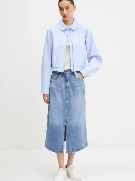 Tommy Jeans spódnica jeansowa midi prosta niebieski