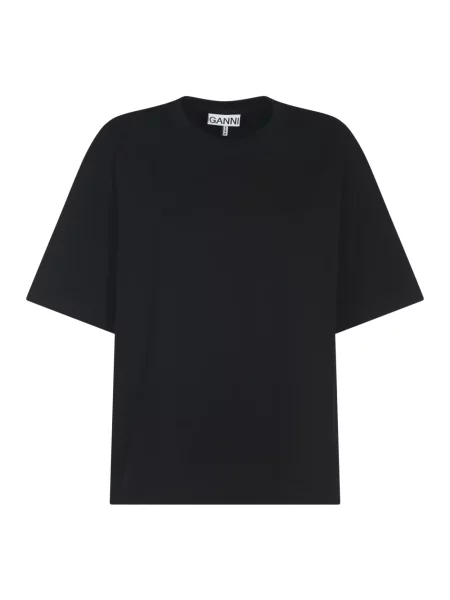 GANNI t-shirt Heavy Cotton Drop Shoulder Open Back damski czarny