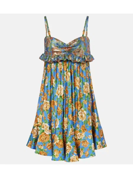 Rochie Rabanne cu model floral albastru