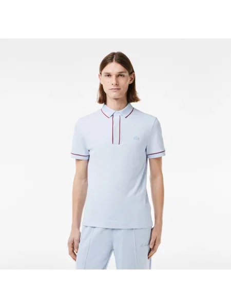 Lacoste Koszulka Polo Smart Paris Stretch Cotton Z Kontrastowym Wykończeniem niebieska