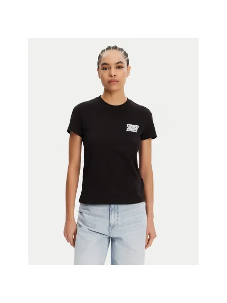 Tommy Jeans Póló Bubble Regular Fit fekete