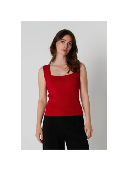 Lniany top Rue De Femme czerwony