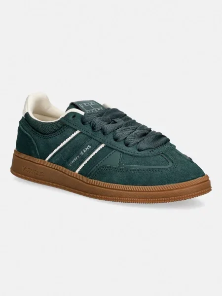 Pantofi Tommy Jeans din piele verde