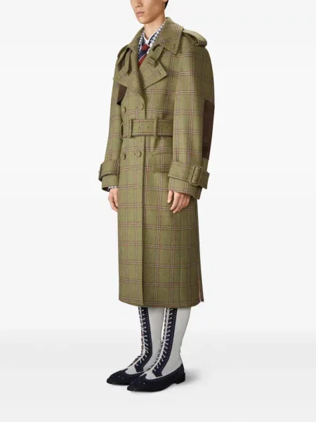Trenci Thom Browne din tweed verde