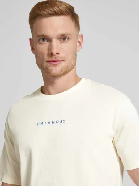 T-shirt z nadrukiem z napisem model ‘LOOSE-BALANCE’ Selected Homme biała