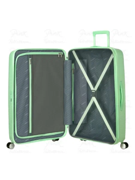 Lniana walizka American Tourister zielona