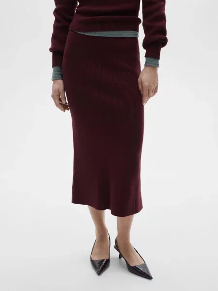Спідниця міді MANGO бордовий