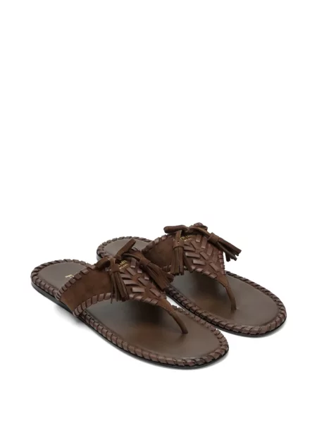 Sandale Prada din piele de căprioară fără toc maro