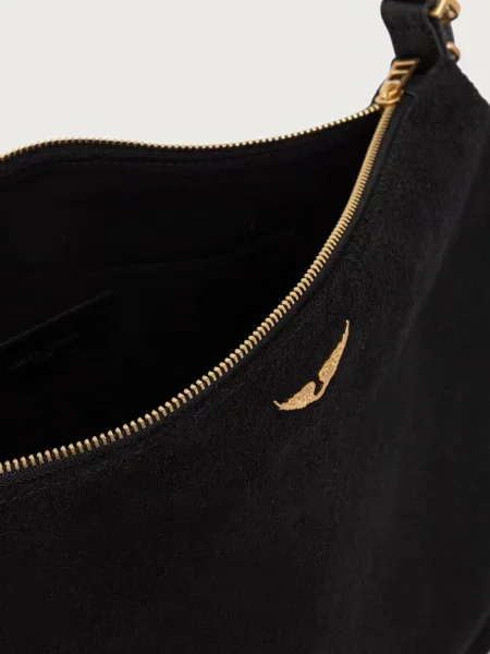 Zadig&Voltaire keresztpántos táska női velúrbőr JIM fekete