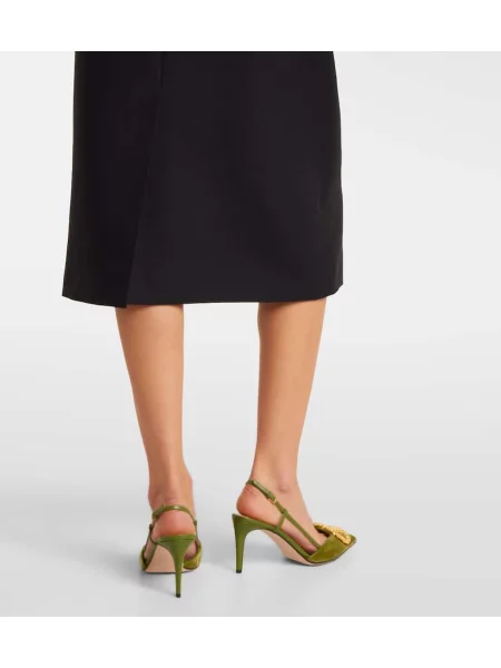 Volnena obleka midi obleka Valentino nad koleni črna