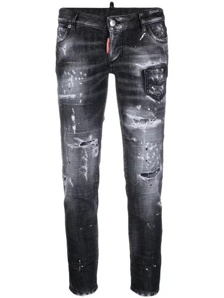 Decupat blugi skinny Dsquared2 skinny fit gri