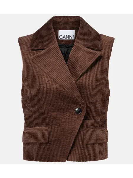 Kamizelka Ganni sztruksowa brązowa