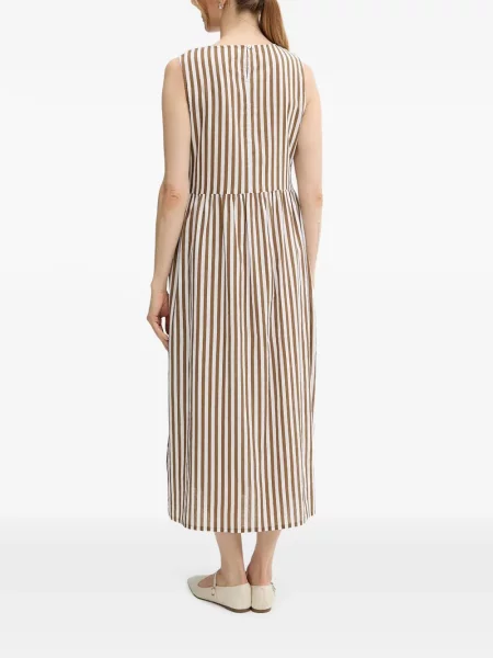 Rochie midi Benetton fără mâneci cu dungi maro