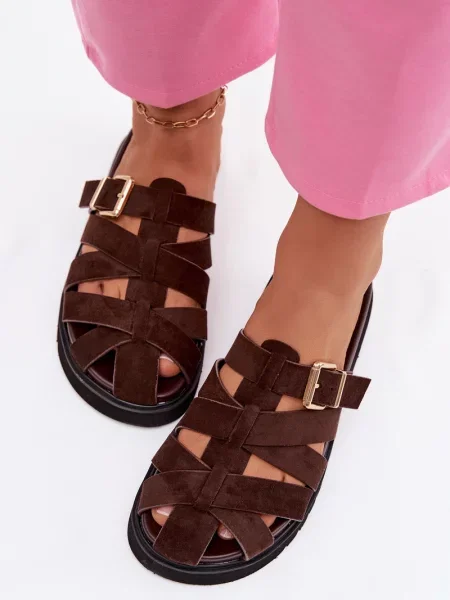 Șlapi Boto cu cataramă negru