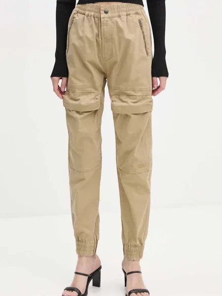 Diesel spodnie P-RIDE high waist beżowy