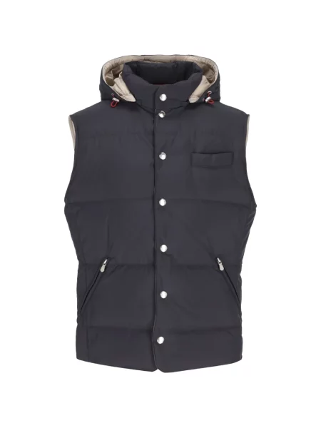 Vestă Brunello Cucinelli cu glugă albastru
