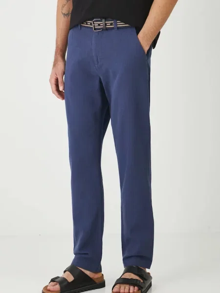 Hlače s dodatkom lana Medicine tamno ravna plava