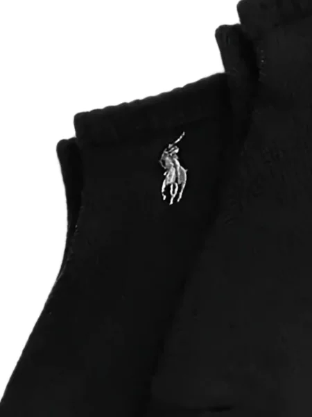 Cămașă Polo Ralph Lauren cu broderie tricotate cu decolteu în V albastru