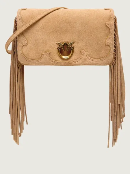 Pinko Geantă pe umăr CLICK SOFT HORIZONTAL MINI | piele întoarsă bej