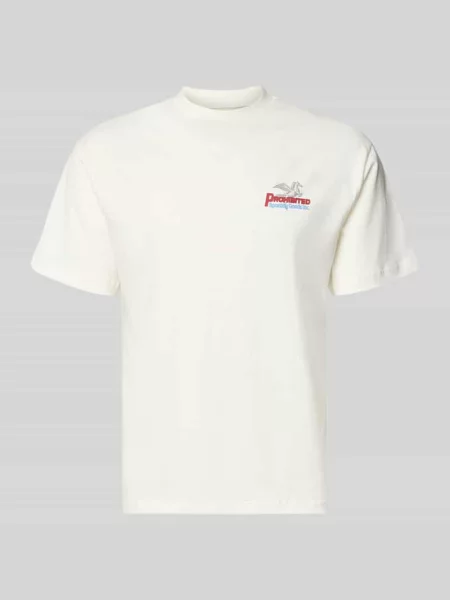 T-shirt z nadrukiem z logo i okrągłym dekoltem Prohibited biała