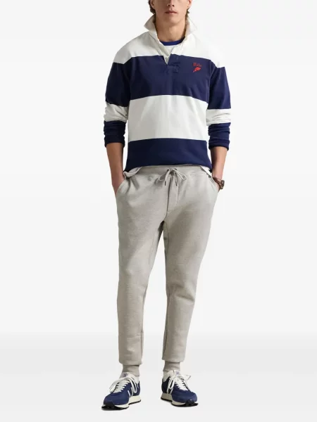 Tricou Polo Ralph Lauren din piele cu broderie în carouri maro