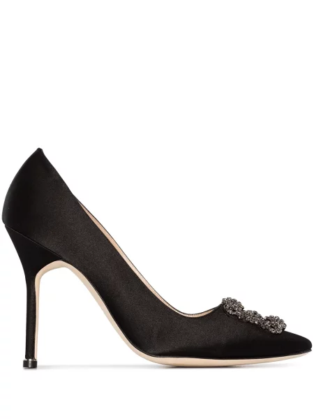 Pantofi cu toc Manolo Blahnik din satin negru