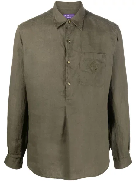 Cămașă Ralph Lauren Purple Label cu broderie de in verde
