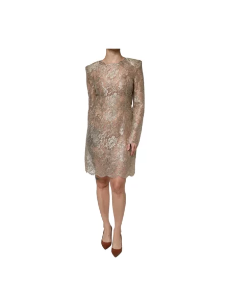 Sukienka mini Dolce And Gabbana w kwiatki koronkowa żółta
