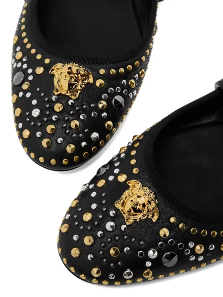 Balerini Versace fără toc negru