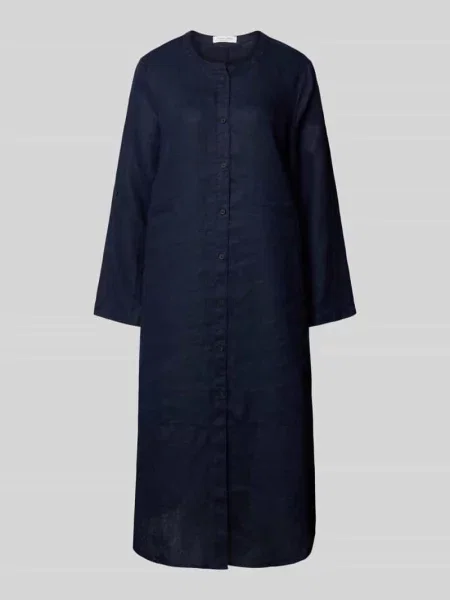 Sukienka lniana z listwą guzikową na całej długości Christian Berg Woman granatowa