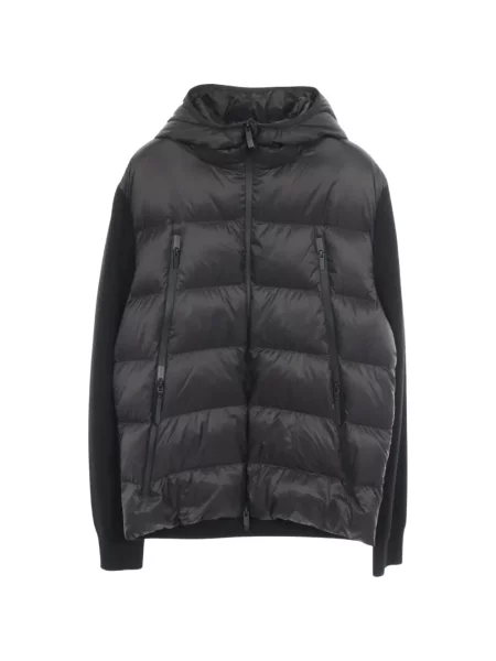 Geacă cu puf Moncler tricotate cu glugă negru