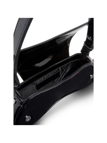 Lakierowana lniana torebka crossbody Diesel czarna