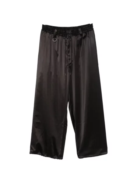 Pantaloni Y-3 din satin cu cordon negru