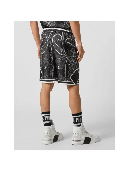 Jedwabne szorty Philipp Plein z wzorem paisley czarne
