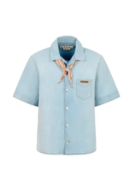 Кариран карирана риза Marni връзки синьо