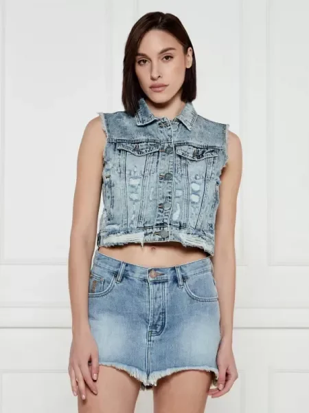 One Teaspoon Farmer mellény Acid Blue | Cropped Fit kék