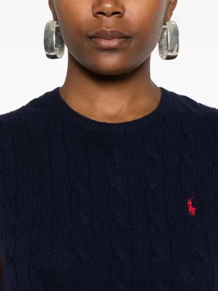 Polo Polo Ralph Lauren cu broderie fără mâneci tricotate maro