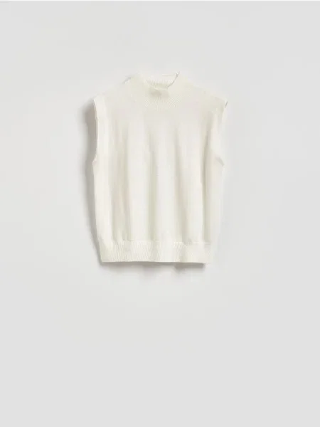 Reserved Vestă tricotată cu lână crem