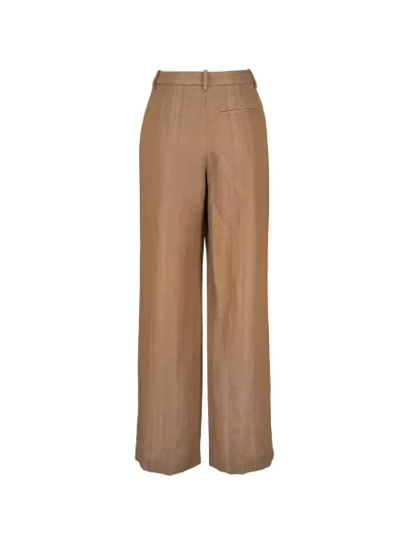 Pantaloni Twp cu model herringbone maro