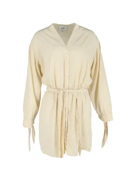 Rochie tip cămașă Nanushka cu decolteu în V de costum galben