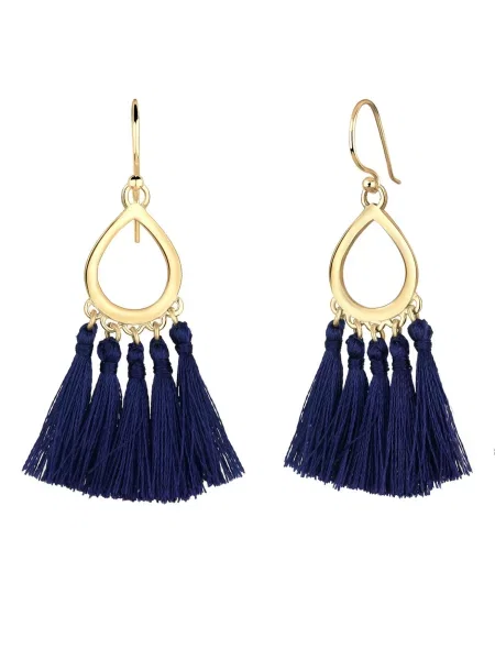 ELLI Uhani Boho temno / zlata modra