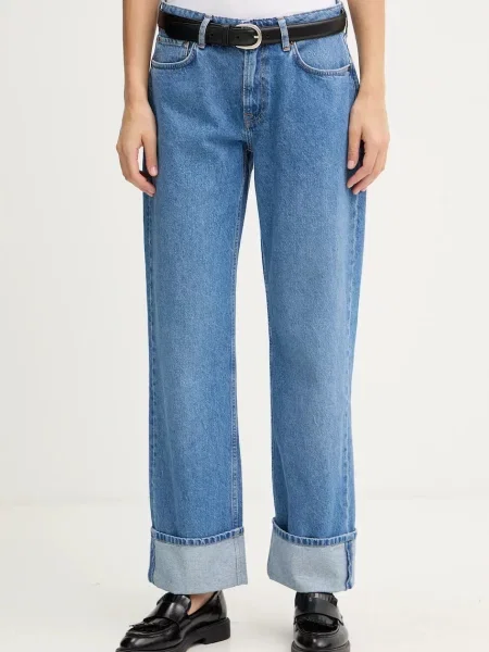 Pepe Jeans blugi high waist albastru
