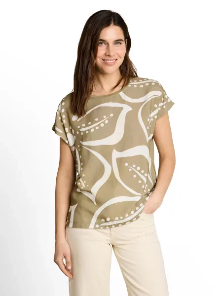 TOM TAILOR Tricou oliv / murdar alb