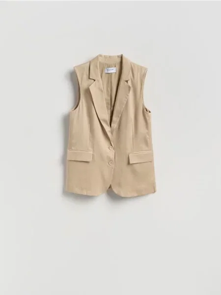 Reserved Kamizelka z lyocellu beżowy
