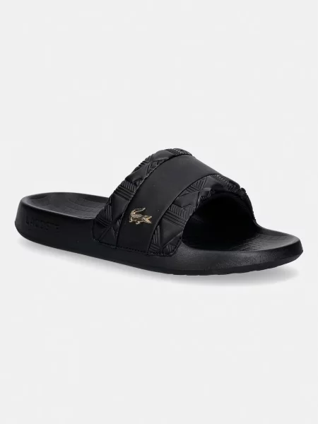 Lacoste natikači Serve Slides Hybrid Monogram Pack črna