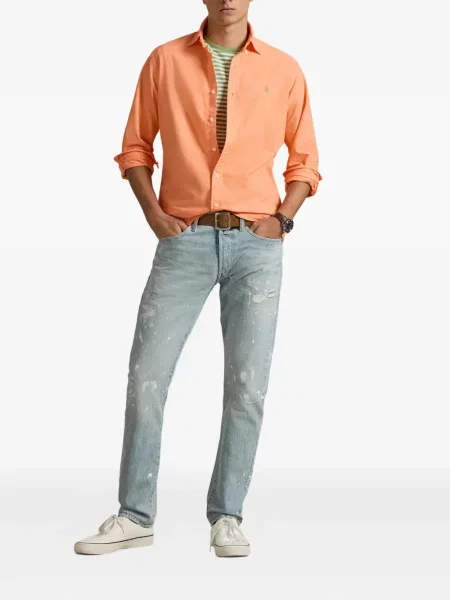 Dlouhá pruhovaná s límcem kšiltovka Polo Ralph Lauren modrá