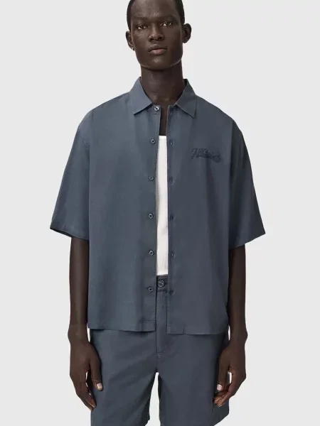 AllSaints koszula ODYSSEY niebieska
