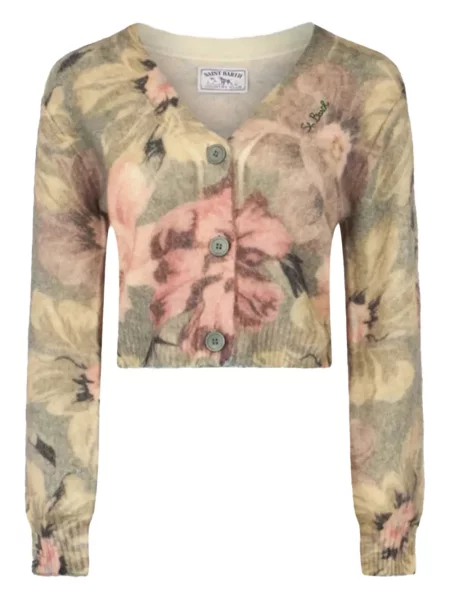 Cardigan Mc2 Saint Barth cu model floral verde