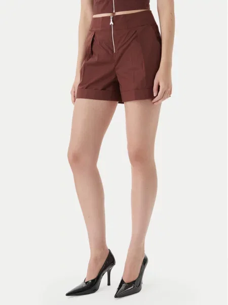 Patrizia Pepe Kratke hlače iz tkanine Temno rjava